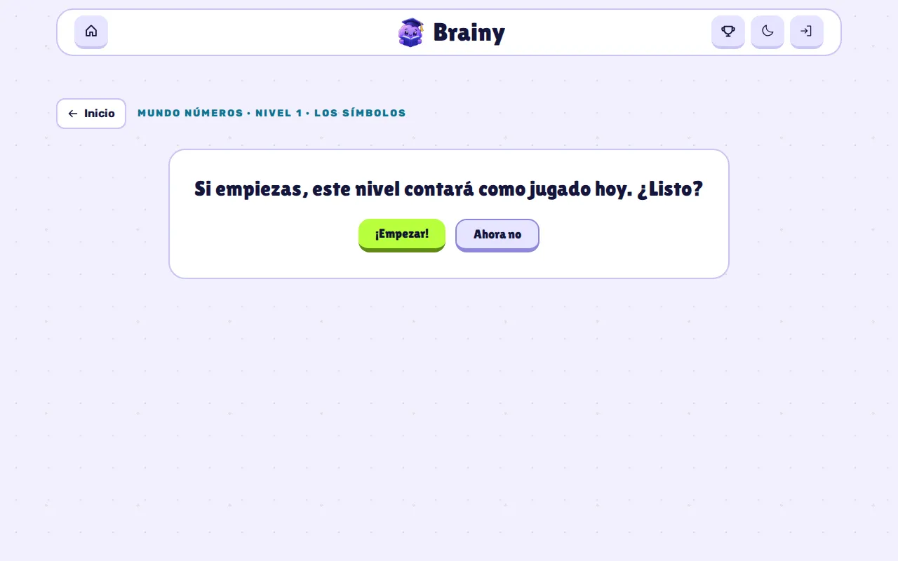 Aviso antes de empezar un nivel: si empiezas, contará como jugado hoy