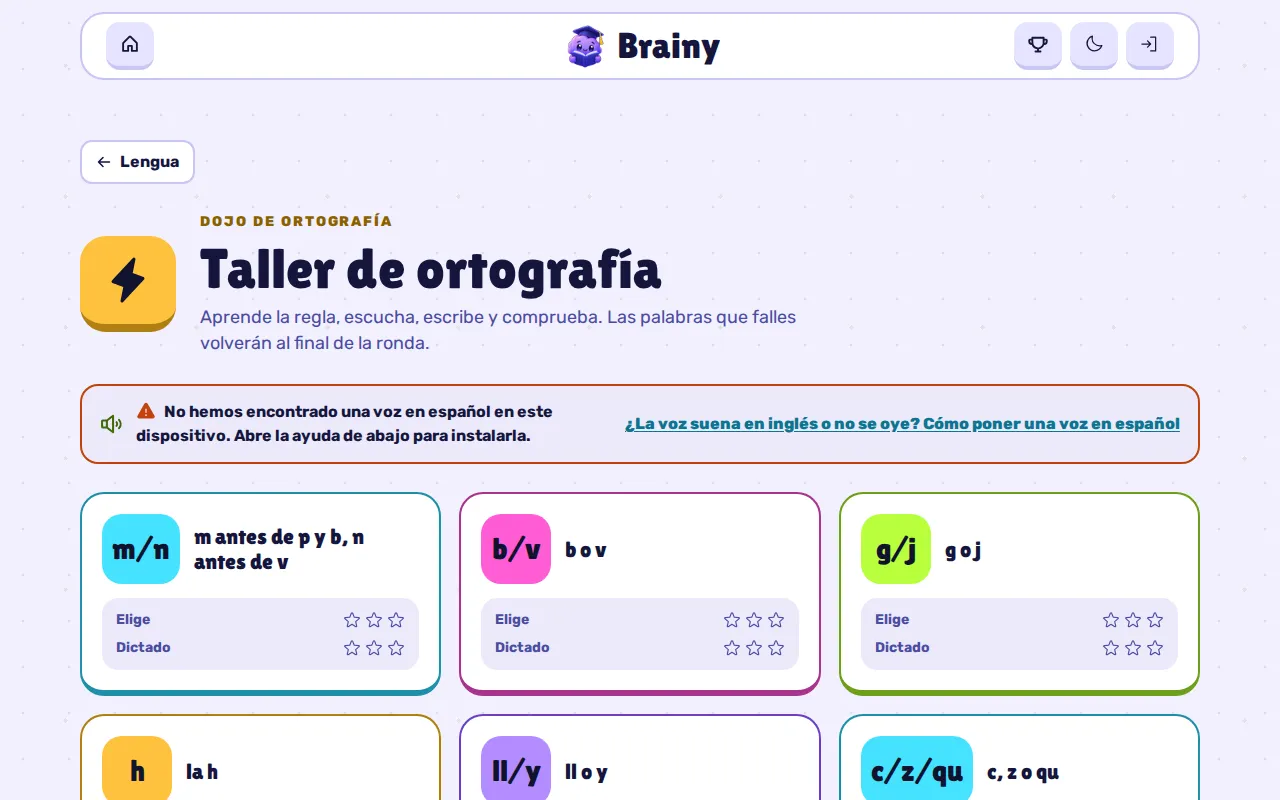 Taller de ortografía con las reglas m/n, b/v, g/j, h, ll/y y c/z/qu