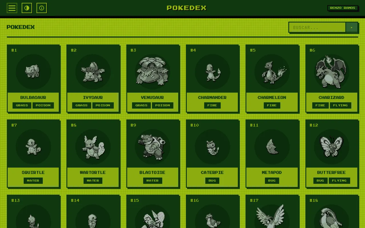 La Pokédex en el tema DMG, en verdes de Game Boy