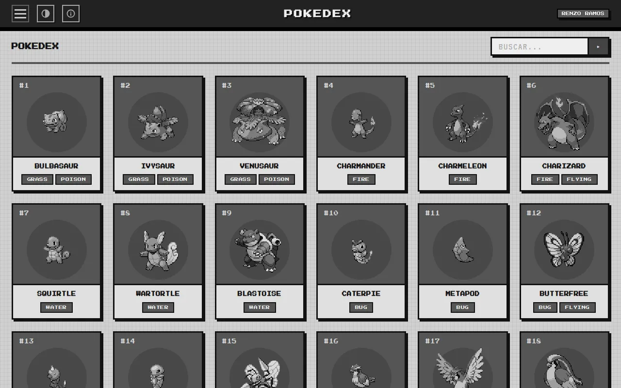 La Pokédex en el tema MONO, en grises
